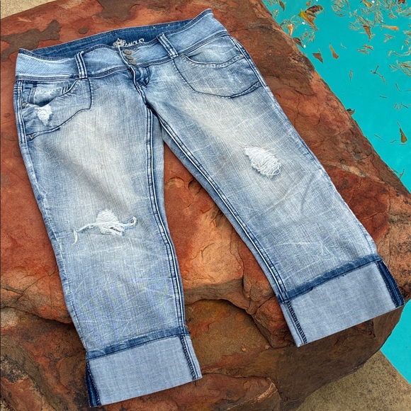 Almost Famous Denim - Almost Famous Light Blue Distressed Cropped Jeans 11